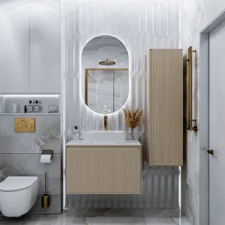 Тумба под раковину Grossman Кристалл 108044 80 см подвесная цвет бежевый